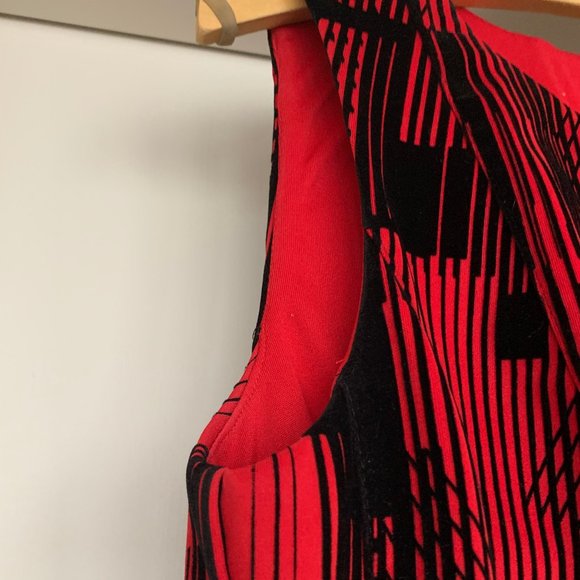 Calvin Klein Fit & Flare Velvet Scuba Dress, Red - Picture 8 of 14